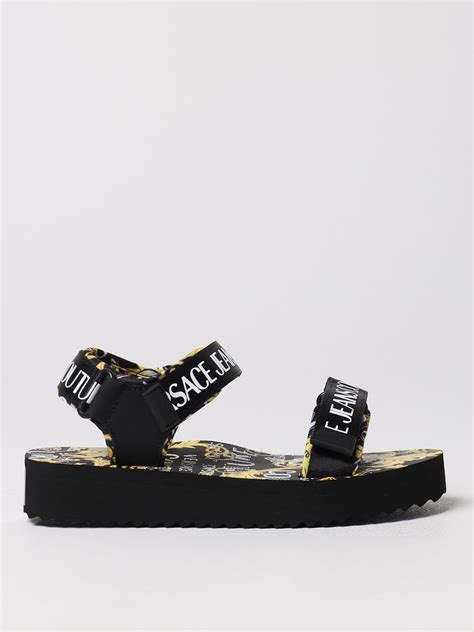 versace sandals black|Versace denim sandals.